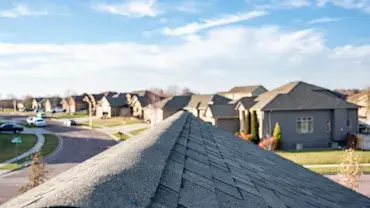 New asphalt shingle roof overlooking a Michigan neighborhood